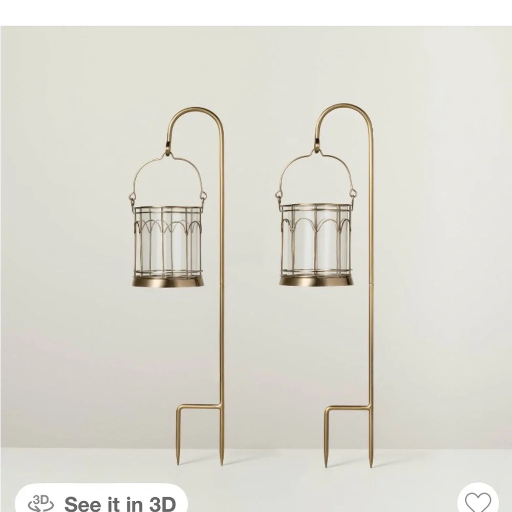 BRAND NEW Hearth & Hand by Magnolia Brass Hanging Lantern Holders - Set of 2